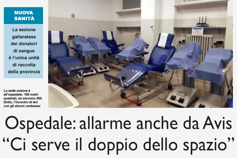 Ospedale allarme da Avis ci serve il doppio dello spazio